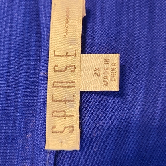 Spense Woman V-neckline Short Sleeve Top Tunic Vibrant Blue 2X W-549 - Picture 5 of 7